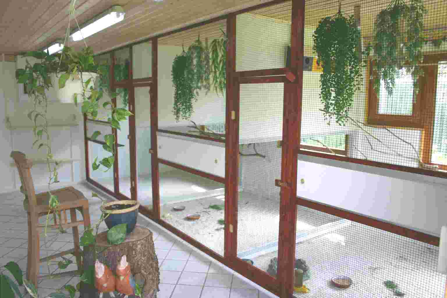 Innenvolieren des neuen Vogelhauses.